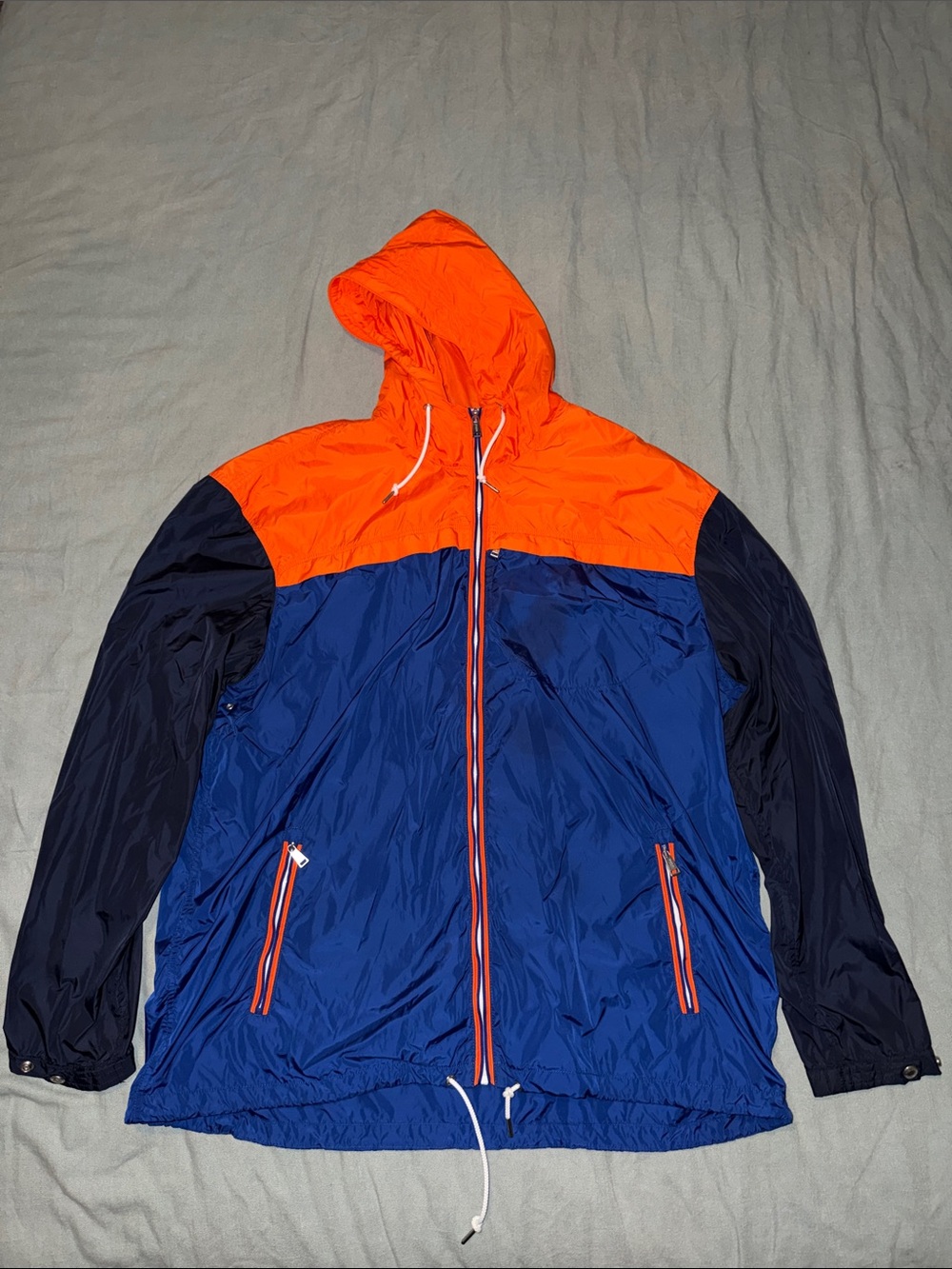 Men's Vintage Polo Ralph Lauren Hooded Windbreaker Jacket - Blue & Orange